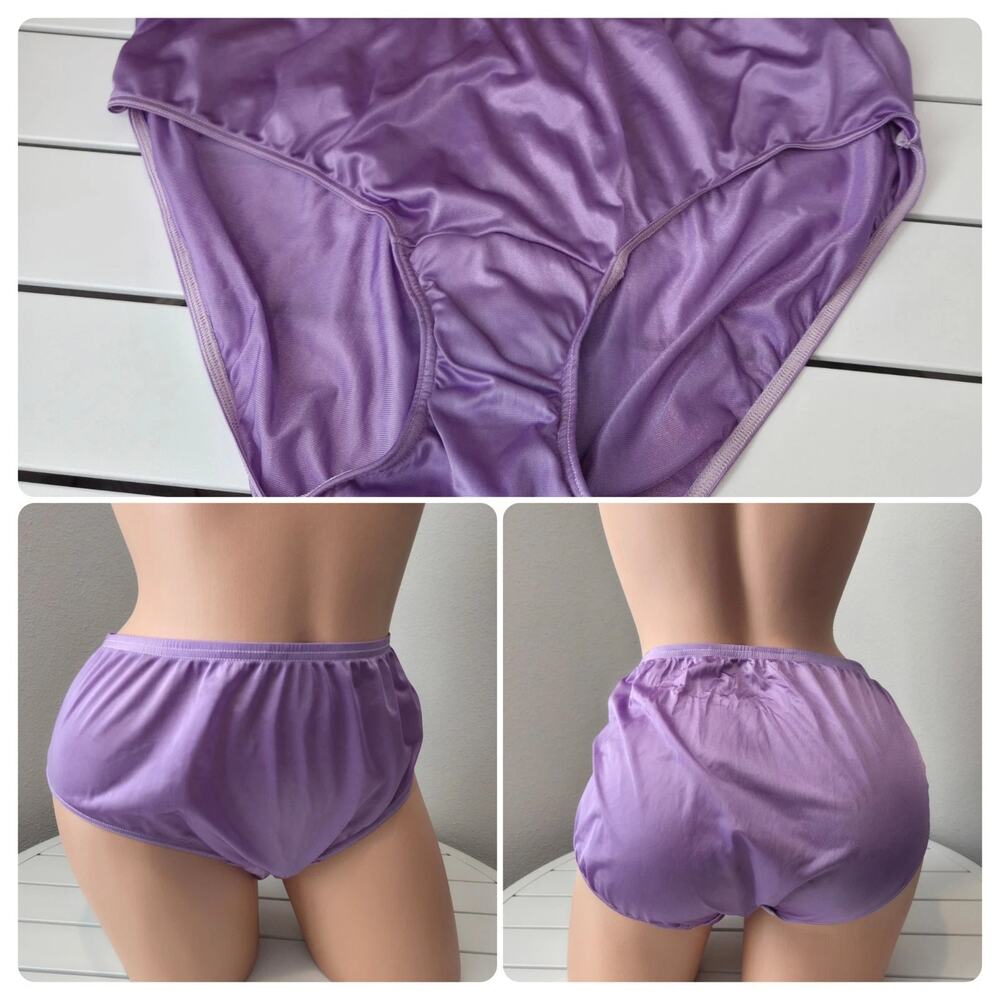 Shadowline 11032 Bikini Panty Shiny Nylon Full Cut Silky Hype Purple